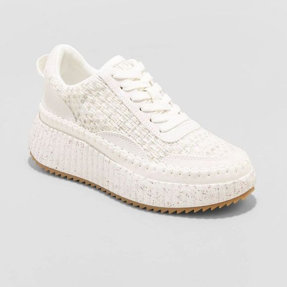 Universal Thread Shoes - Universal Thread -  Women's Lace-Up Sneakers Memory F Off-White